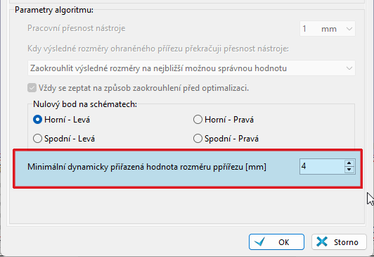 minimální rozměr přířezu